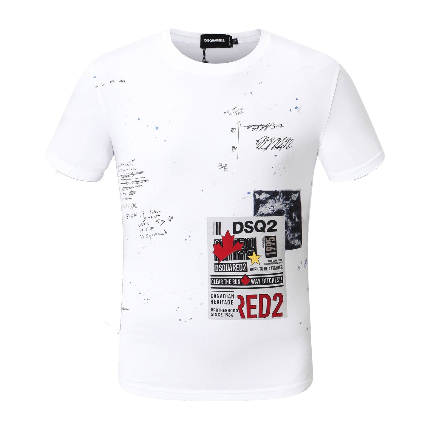 Dsquared2 Poster Graffiti Cotton T-Shirt – 100% Cotton Unisex Tee | Black & White