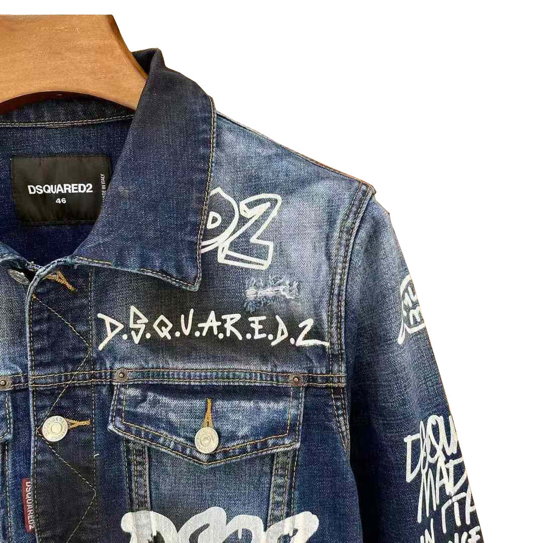 Dsquared2 All-Over Spots Slim Denim Jacket — Premium III.