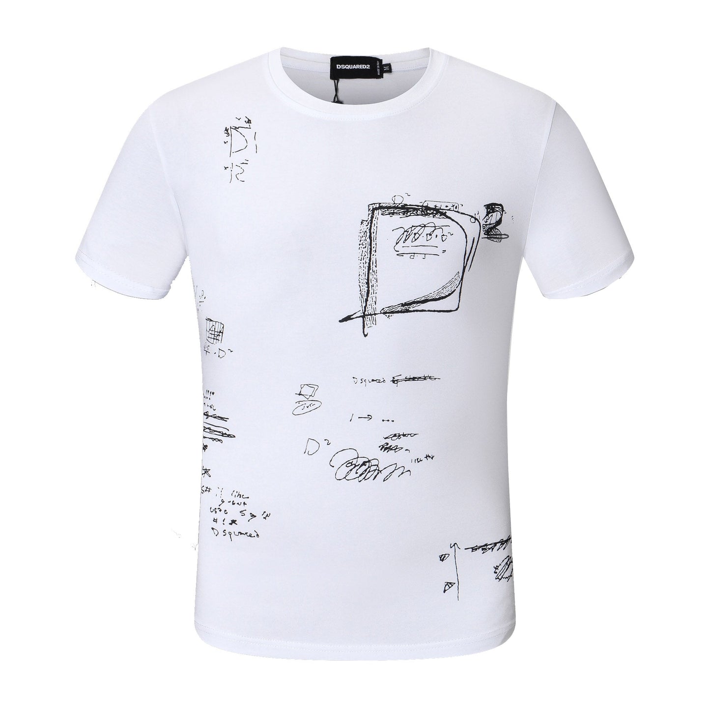 Dsquared2 Graffiti D2 Cotton T-Shirt – 100% Cotton Unisex Tee | Black & White