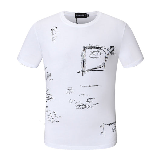 Dsquared2 Graffiti D2 Cotton T-Shirt – 100% Cotton Unisex Tee | Black & White