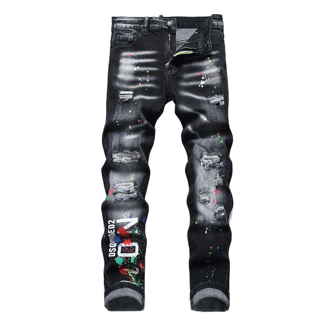 Dsquared2 Men's Slim Fit Jeans — Stamp Paint Dark Wash