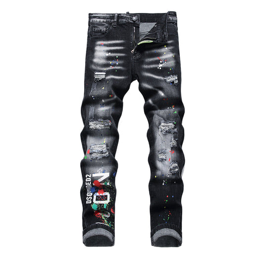 Dsquared2 Men's Slim Fit Jeans — Stamp Paint Dark Wash