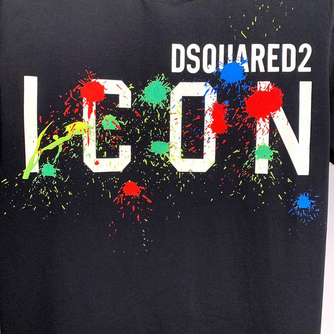 Dsquared2 Colorful Paint ICON Cotton T-Shirt – 100% Cotton Unisex Tee | Black & White