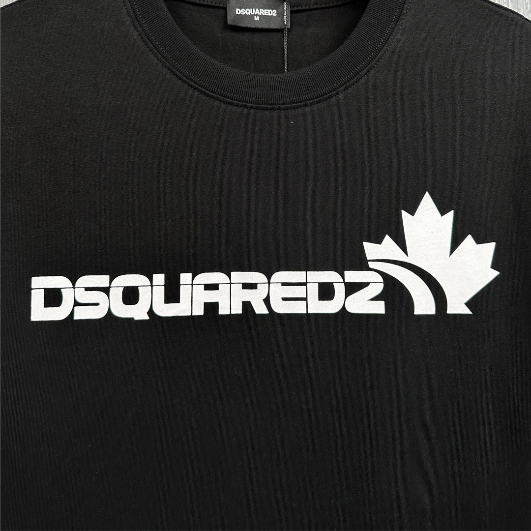 Dsquared2 Maple Leaf Logo Cotton T-Shirt – 100% Cotton Unisex Tee | Black & White