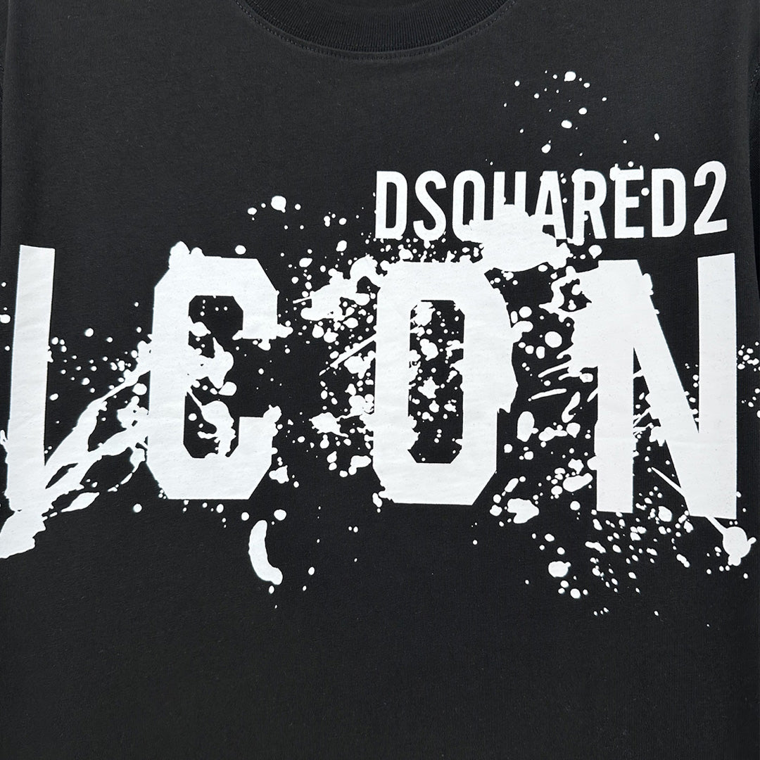 Dsquared2 ICON Paint T-Shirt – 100% Cotton Unisex Tee | Black & White