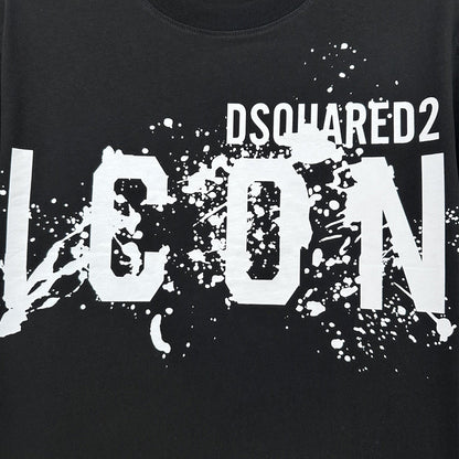 Dsquared2 ICON Paint T-Shirt – 100% Cotton Unisex Tee | Black & White