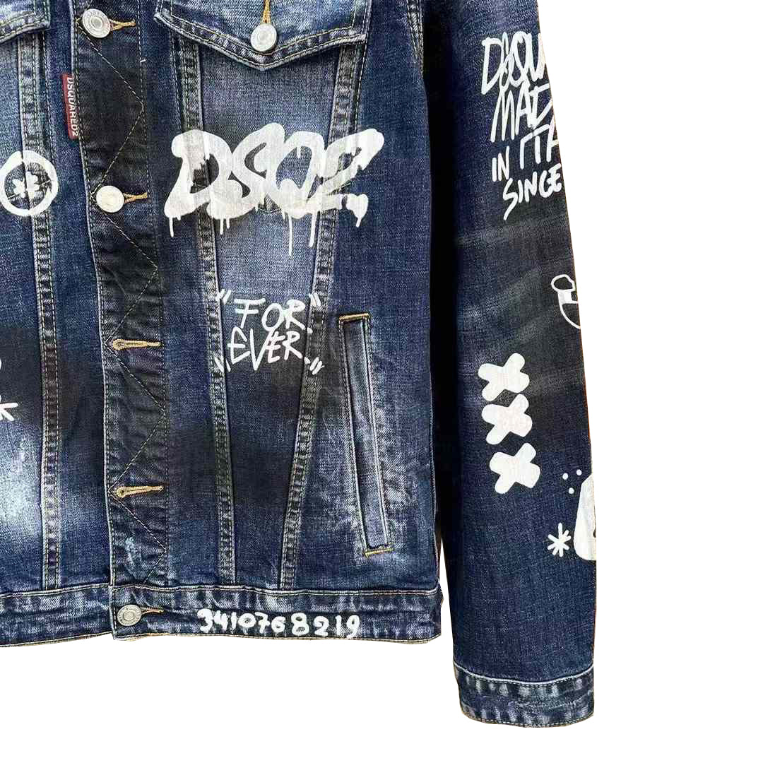 Dsquared2 All-Over Spots Slim Denim Jacket — Premium III.
