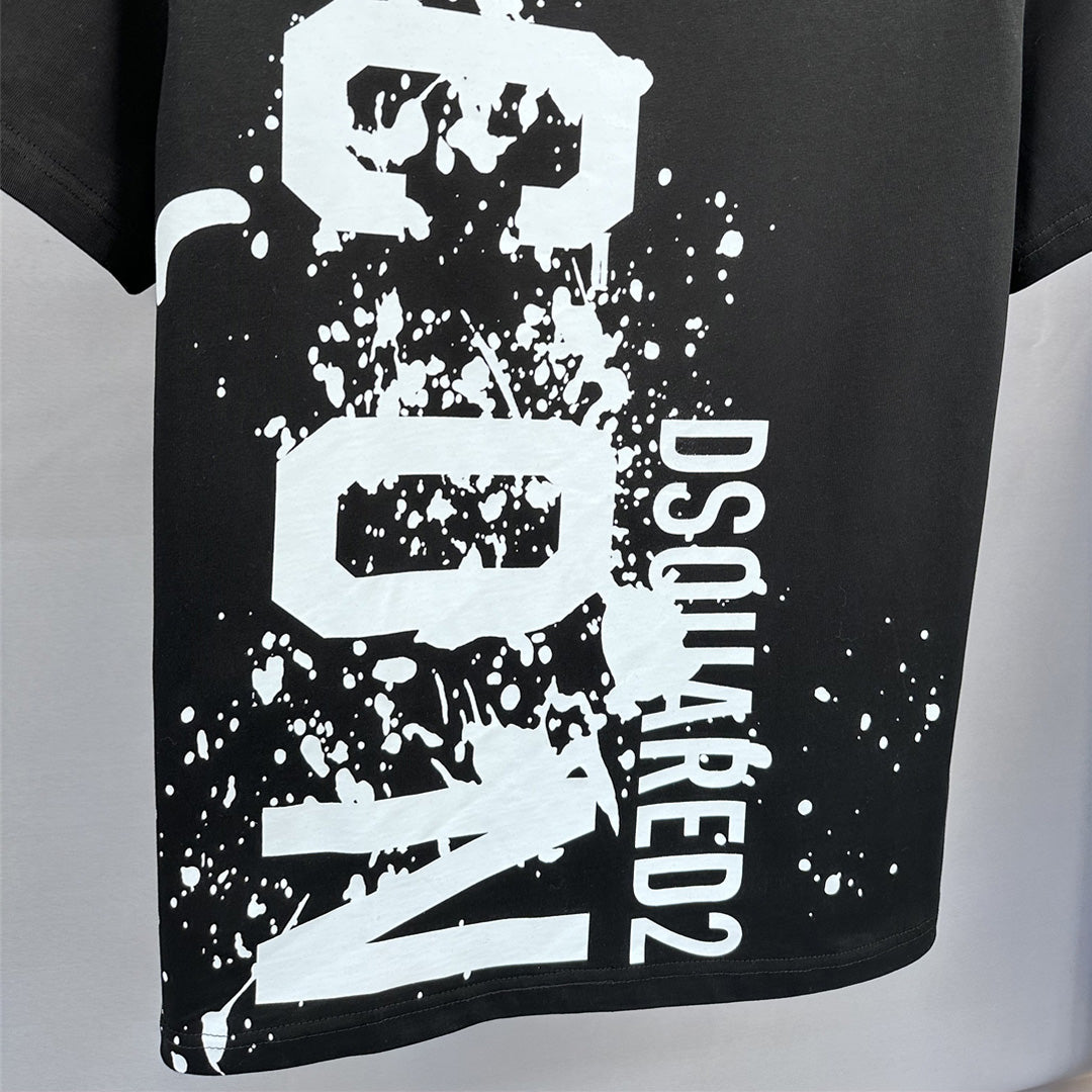 Dsquared2 ICON Paint Logo Cotton T-Shirt – 100% Cotton Unisex Tee | Black & White