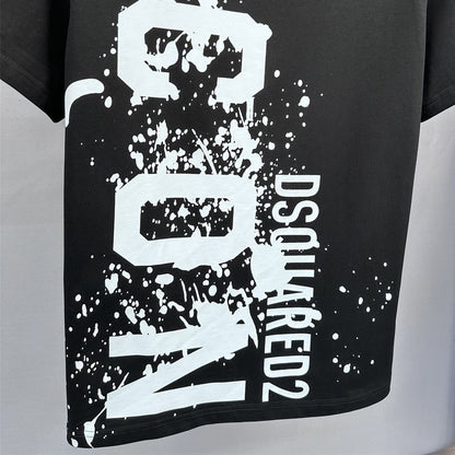 Dsquared2 ICON Paint Logo Cotton T-Shirt – 100% Cotton Unisex Tee | Black & White