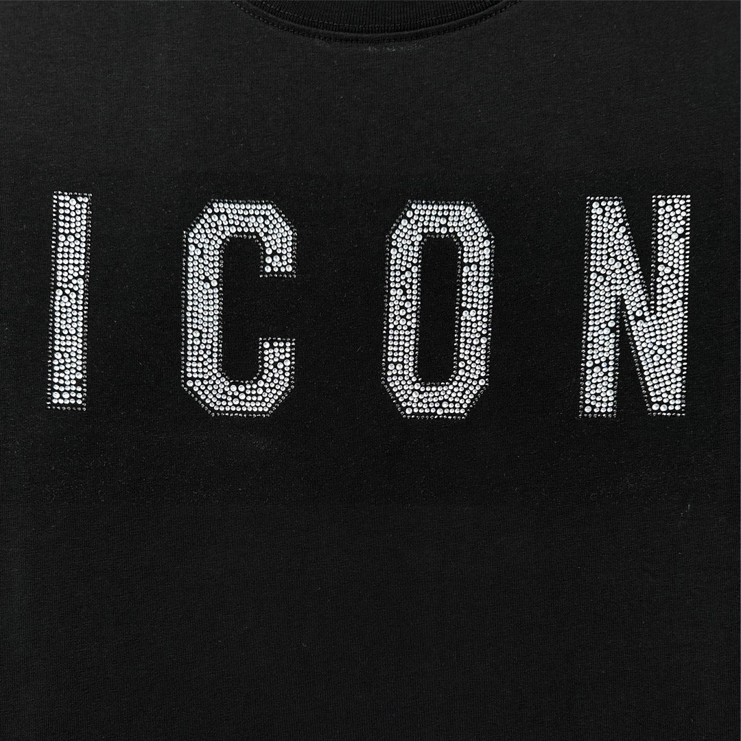 Dsquared2 Crystal ICON Cotton T-Shirt – 100% Cotton Unisex Tee | Black & White