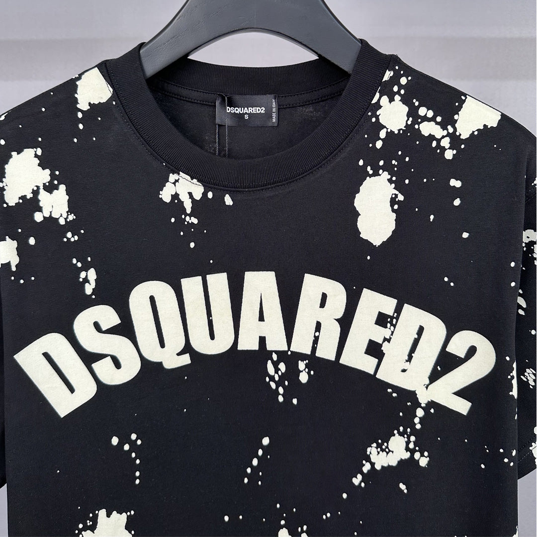 Dsquared2 Graffiti Paint Logo Cotton T-Shirt – 100% Cotton Unisex Tee | Black & White