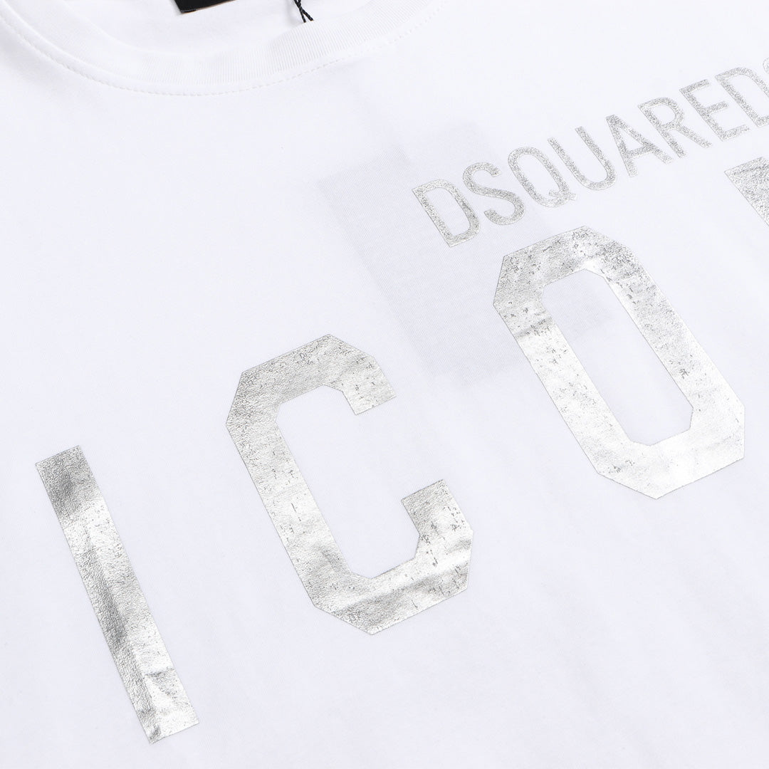 Dsquared2 Silver ICON Logo T-Shirt – 100% Cotton Unisex Tee | Black & White