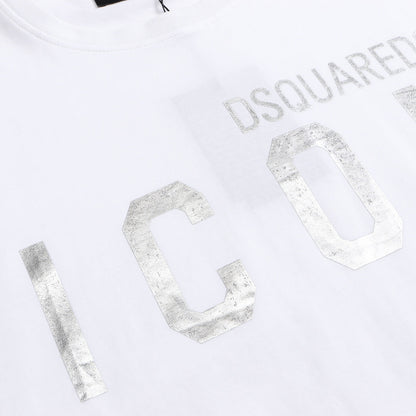 Dsquared2 Silver ICON Logo T-Shirt – 100% Cotton Unisex Tee | Black & White