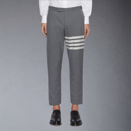 Thom Browne Men's Wool Casual Trousers | Feature Collection | 100% Wool | Blue & Grey