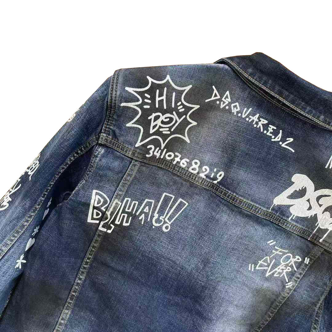 Dsquared2 All-Over Spots Slim Denim Jacket — Premium III.