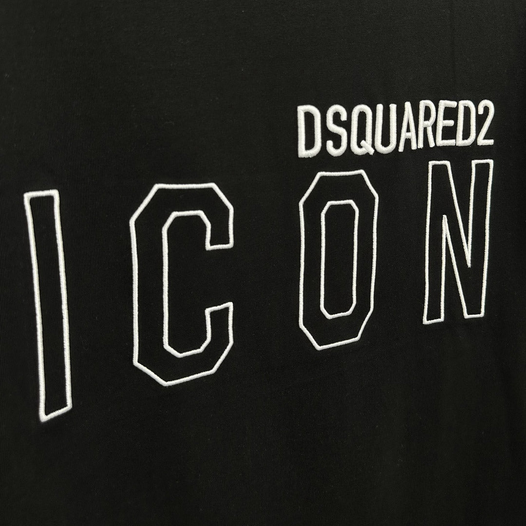 Dsquared2 Embroidery ICON Cotton T-Shirt – 100% Cotton Unisex Tee | White & Black