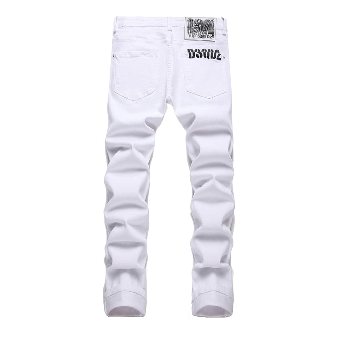 Dsquared2 Men's Slim Fit Jeans — White Paint Dark Wash