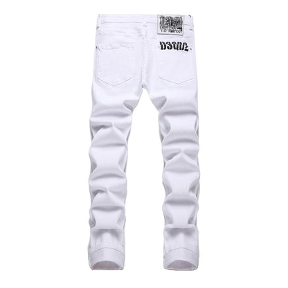 Dsquared2 Men's Slim Fit Jeans — White Paint Dark Wash