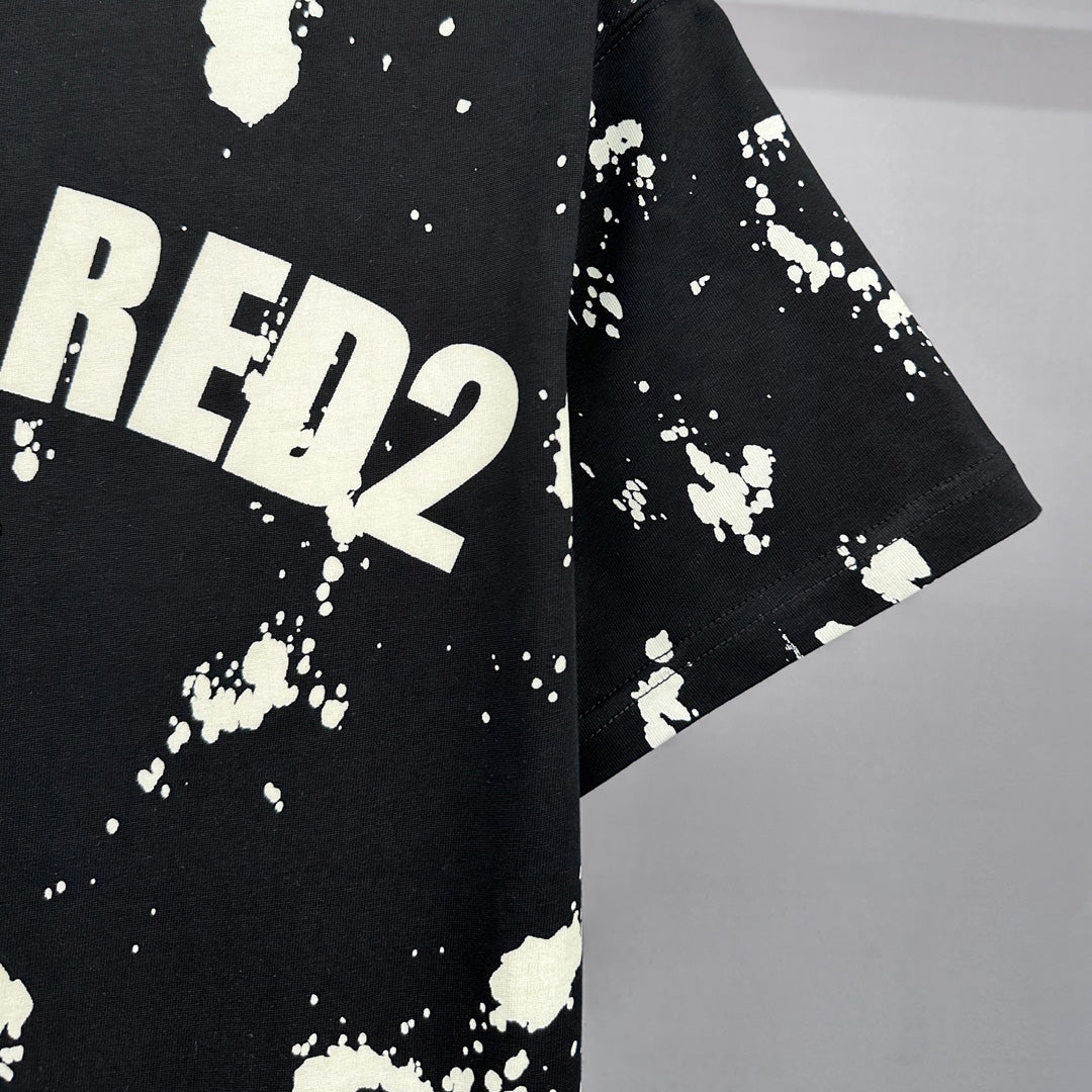 Dsquared2 Graffiti Paint Logo Cotton T-Shirt – 100% Cotton Unisex Tee | Black & White