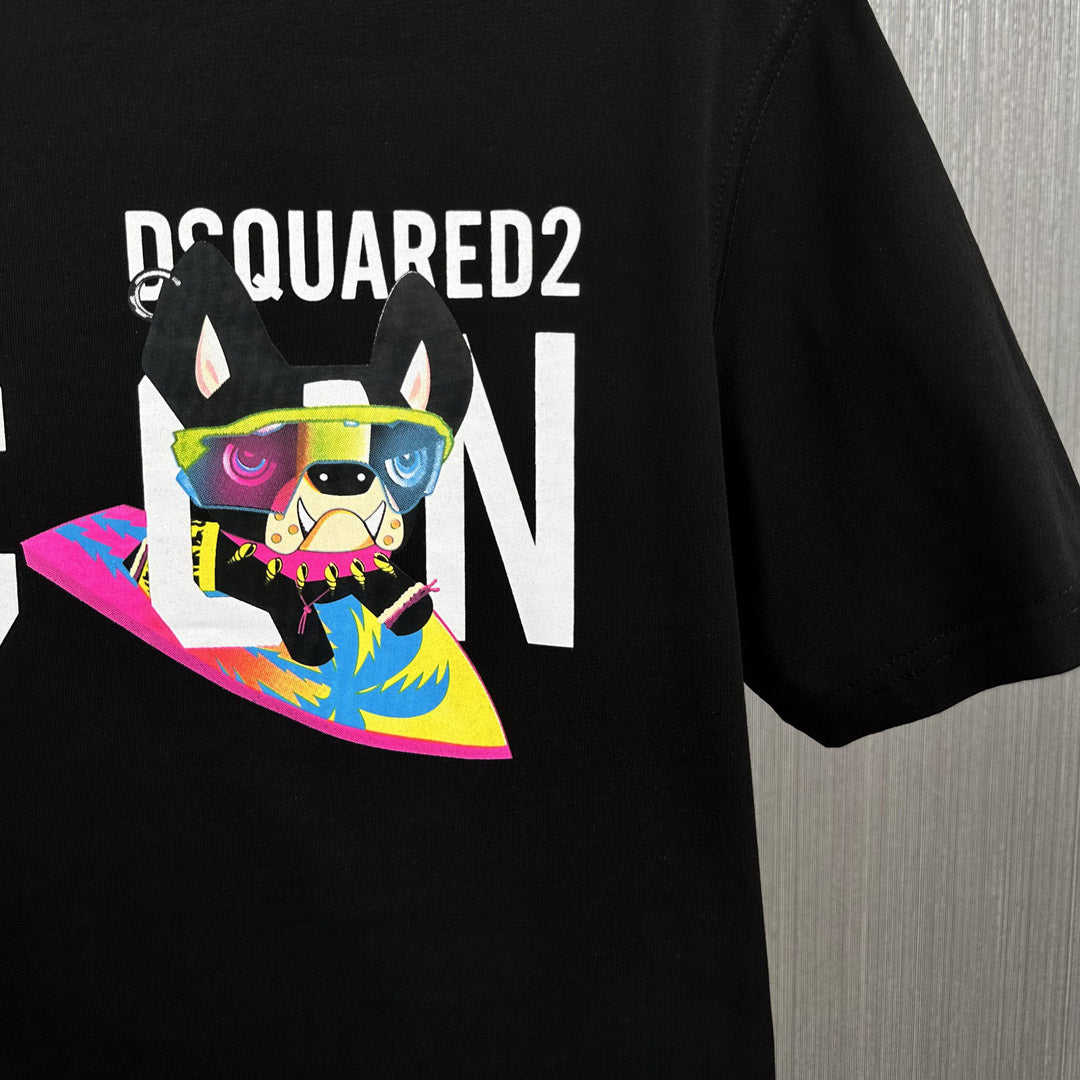 Dsquared2 Surfing ICON Cotton T-Shirt – 100% Cotton Unisex Tee | Black & White