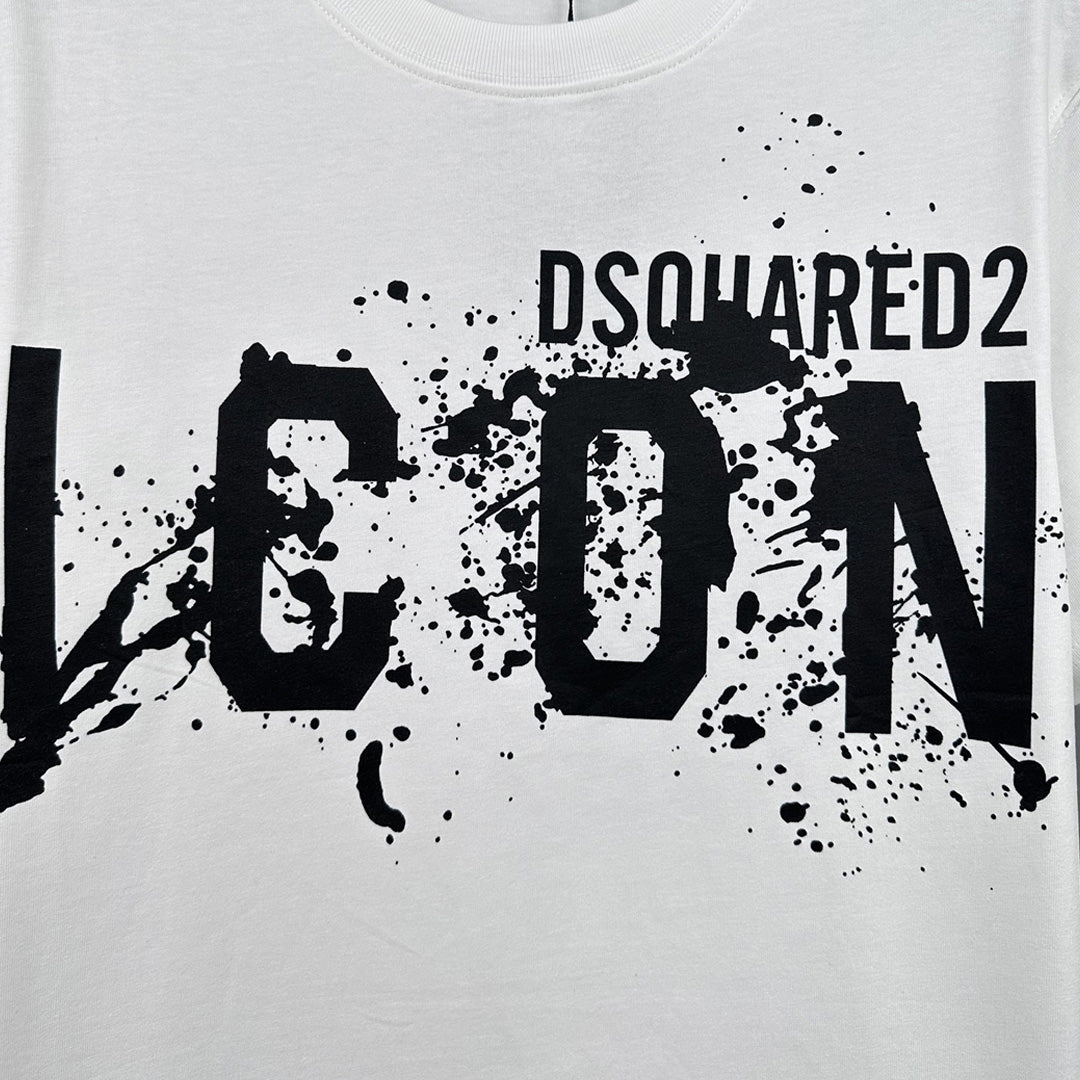Dsquared2 ICON Paint T-Shirt – 100% Cotton Unisex Tee | Black & White