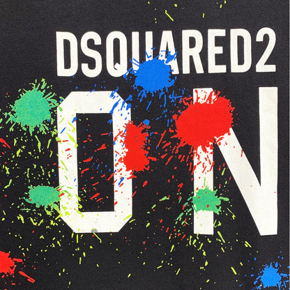 Dsquared2 Colorful Paint ICON Cotton T-Shirt – 100% Cotton Unisex Tee | Black & White