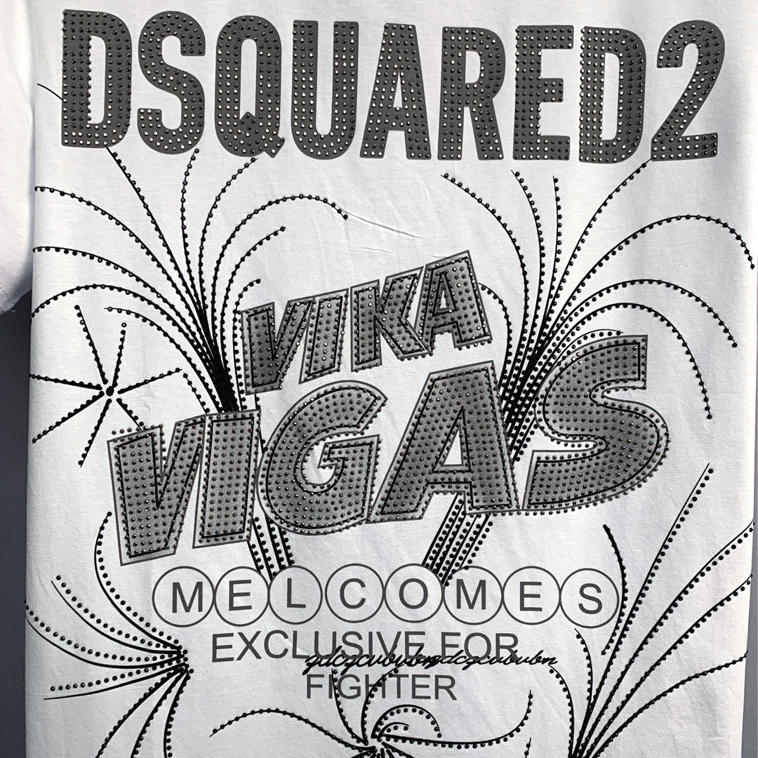 Dsquared2 Vigas Crystal Cotton T-Shirt – 100% Cotton Unisex Tee | Black & White