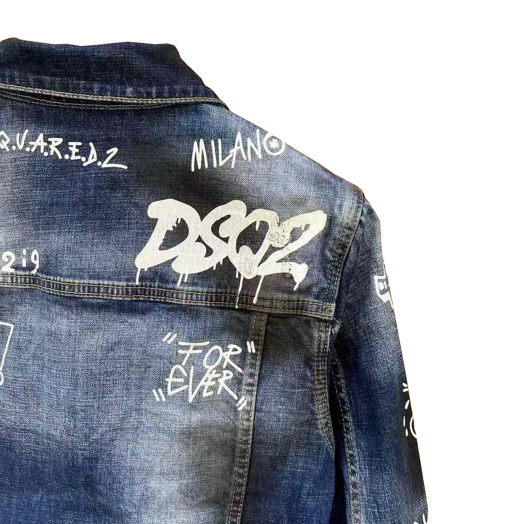 Dsquared2 All-Over Spots Slim Denim Jacket — Premium III.