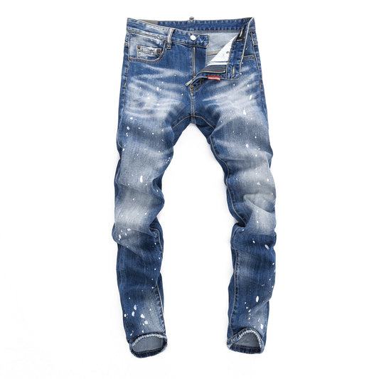 Dsquared2 Men's Slim Fit Paint Jeans — Handcrafted Artist Wash