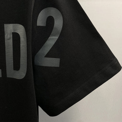Dsquared2 ICON Logo Layered Cotton T-Shirt – 100% Cotton Unisex Tee | Black & Beige