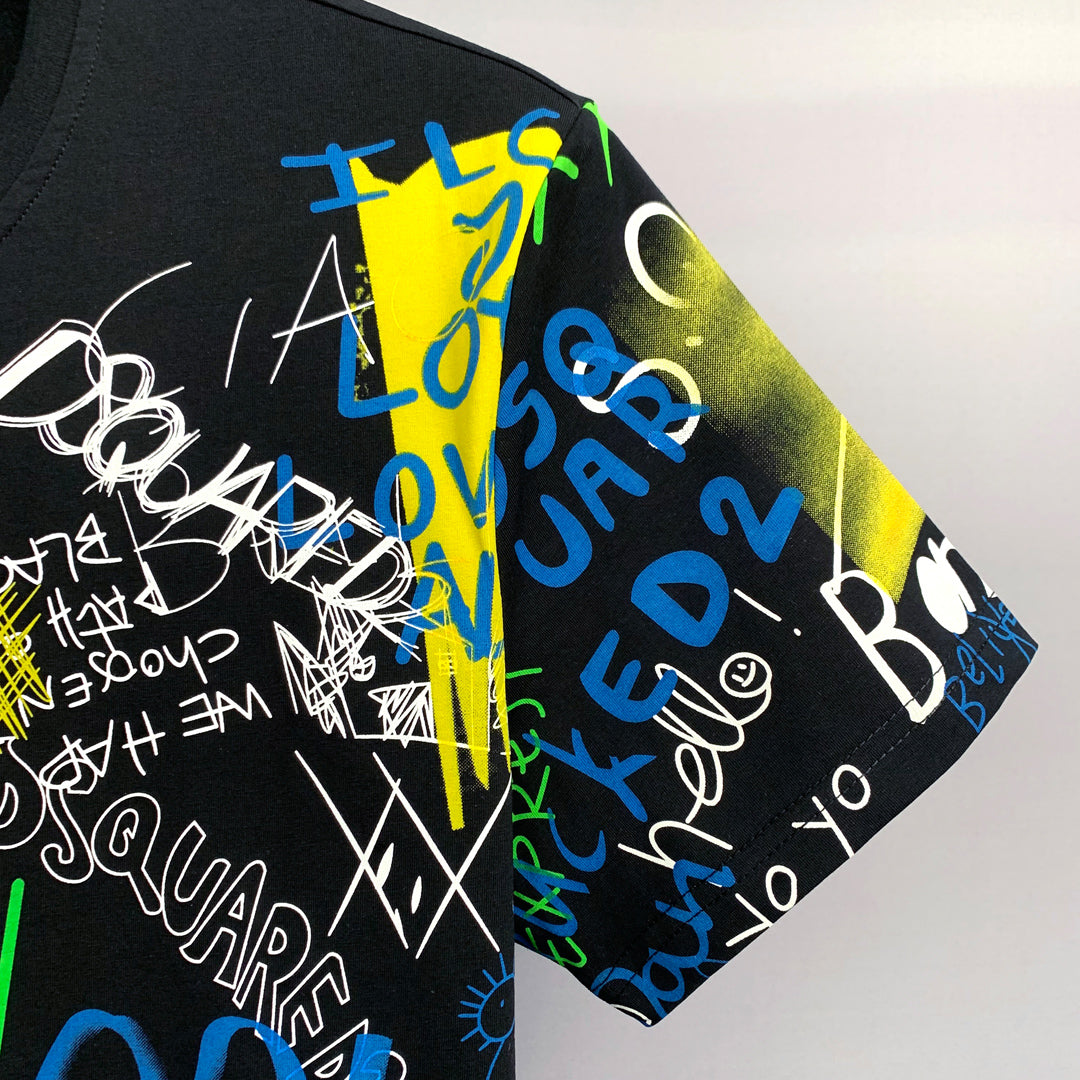 Dsquared2 Graffiti Cotton T-Shirt – 100% Cotton Unisex Tee | White & Black