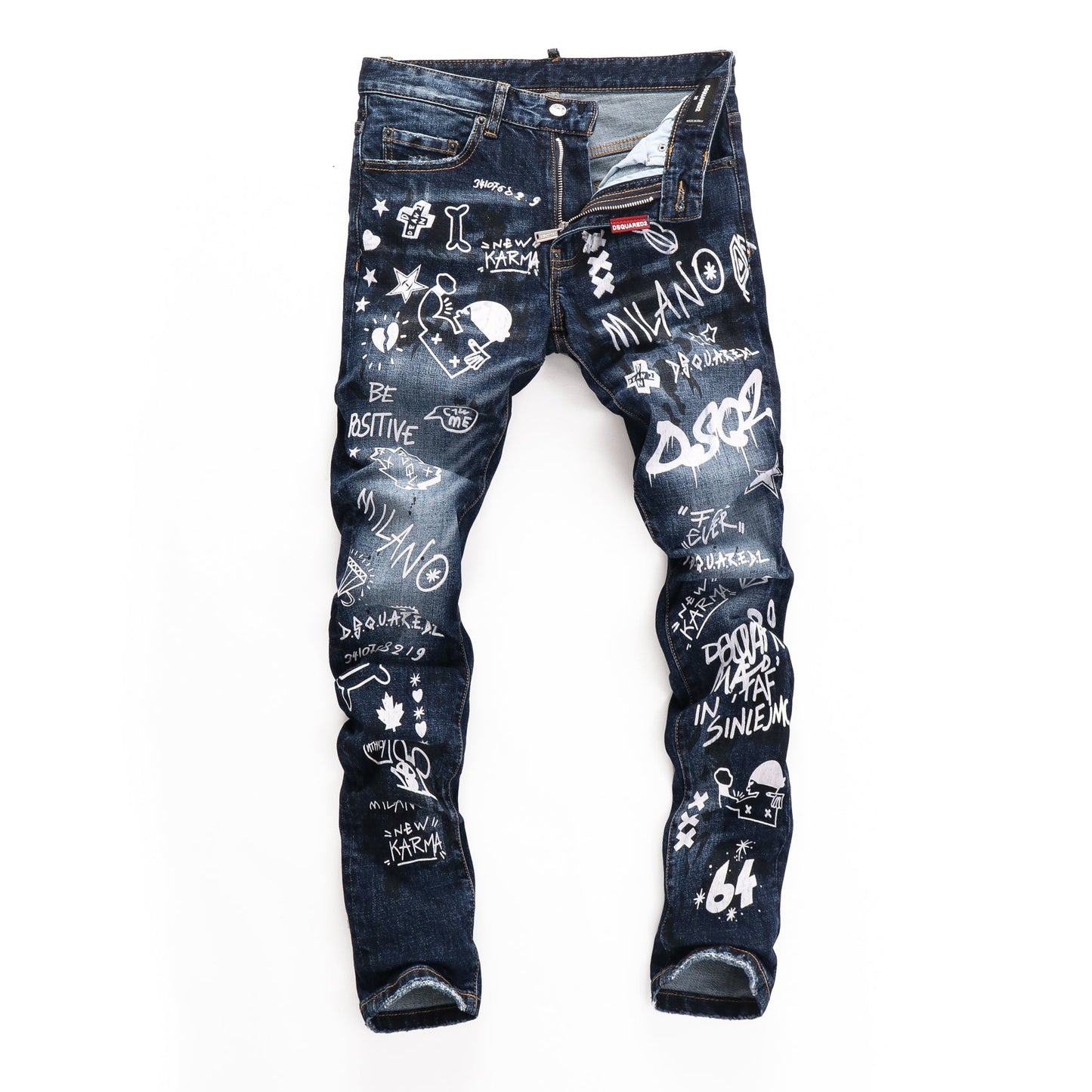 Dsquared2 Men's Slim Fit Graffiti Jeans — Dark Wash