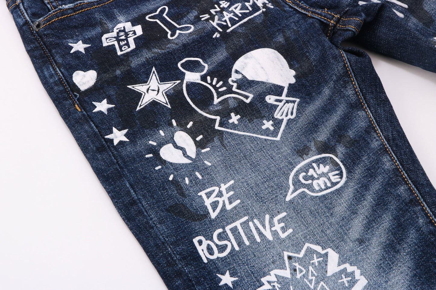 Dsquared2 Men's Slim Fit Graffiti Jeans — Dark Wash